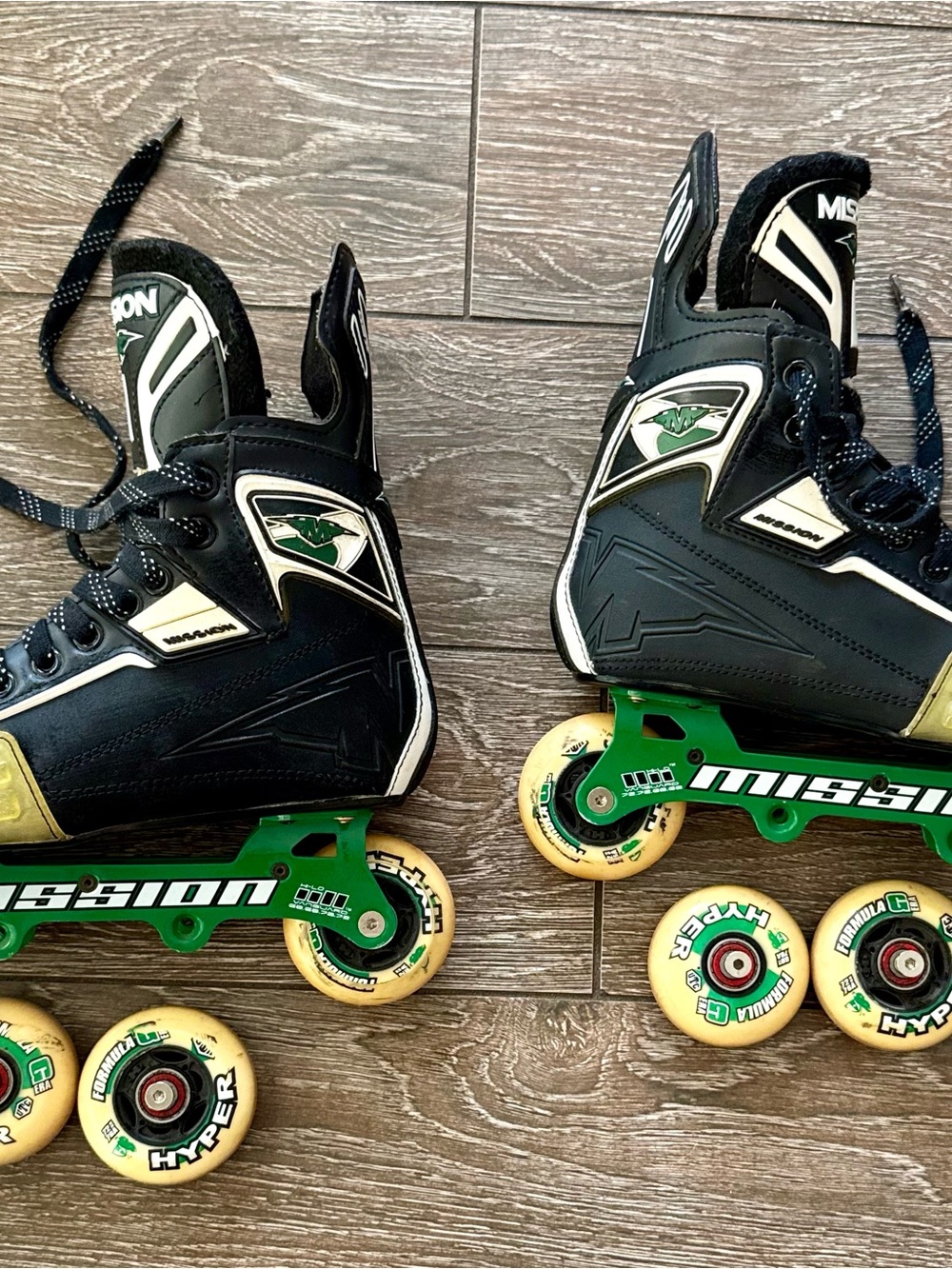 Mission DSX Inline Roller Hockey Skates in Black and Green